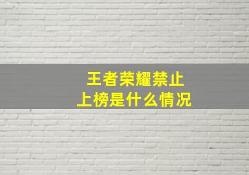 王者荣耀禁止上榜是什么情况