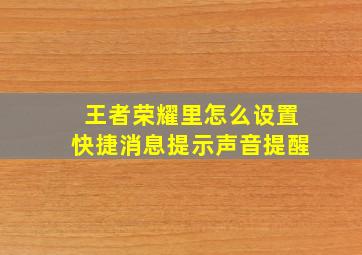 王者荣耀里怎么设置快捷消息提示声音提醒