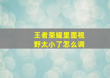 王者荣耀里面视野太小了怎么调