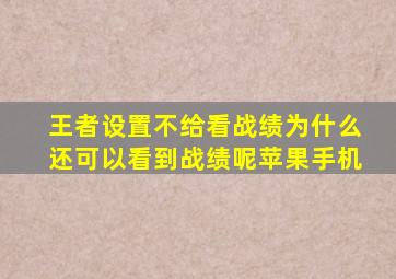 王者设置不给看战绩为什么还可以看到战绩呢苹果手机