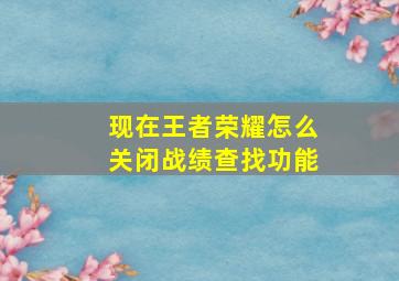 现在王者荣耀怎么关闭战绩查找功能