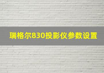 瑞格尔830投影仪参数设置