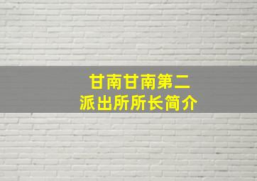 甘南甘南第二派出所所长简介