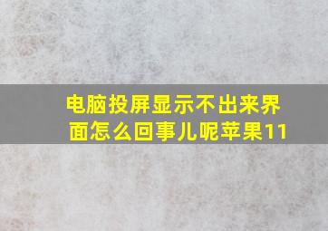 电脑投屏显示不出来界面怎么回事儿呢苹果11