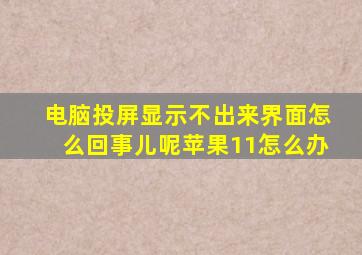 电脑投屏显示不出来界面怎么回事儿呢苹果11怎么办