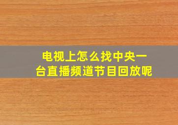 电视上怎么找中央一台直播频道节目回放呢