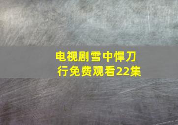 电视剧雪中悍刀行免费观看22集