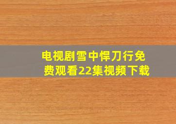 电视剧雪中悍刀行免费观看22集视频下载