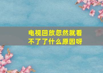 电视回放忽然就看不了了什么原因呀