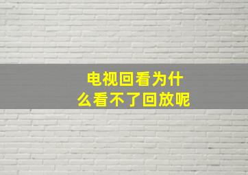 电视回看为什么看不了回放呢