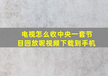 电视怎么收中央一套节目回放呢视频下载到手机