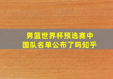 男篮世界杯预选赛中国队名单公布了吗知乎