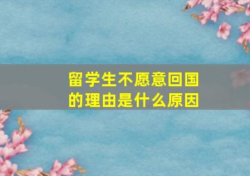 留学生不愿意回国的理由是什么原因