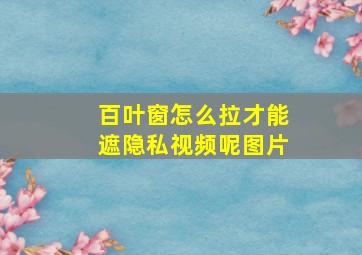 百叶窗怎么拉才能遮隐私视频呢图片