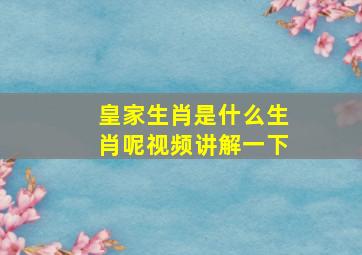 皇家生肖是什么生肖呢视频讲解一下