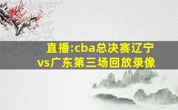 直播:cba总决赛辽宁vs广东第三场回放录像