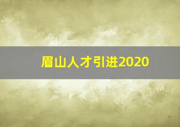 眉山人才引进2020