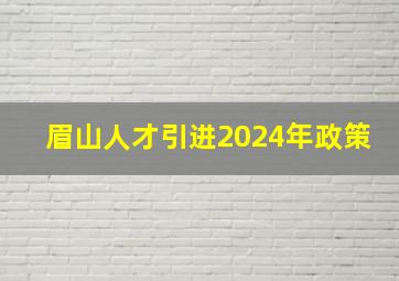 眉山人才引进2024年政策