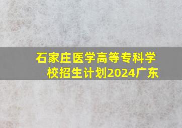 石家庄医学高等专科学校招生计划2024广东