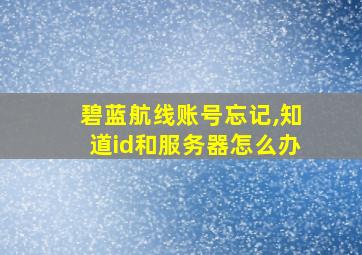 碧蓝航线账号忘记,知道id和服务器怎么办