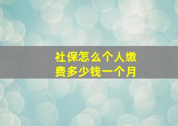 社保怎么个人缴费多少钱一个月