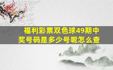 福利彩票双色球49期中奖号码是多少号呢怎么查