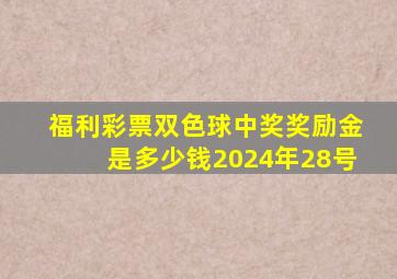 福利彩票双色球中奖奖励金是多少钱2024年28号