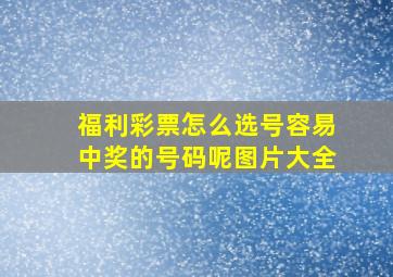 福利彩票怎么选号容易中奖的号码呢图片大全