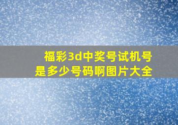 福彩3d中奖号试机号是多少号码啊图片大全