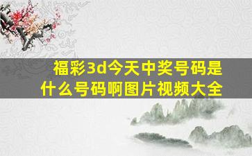 福彩3d今天中奖号码是什么号码啊图片视频大全