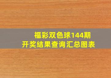 福彩双色球144期开奖结果查询汇总图表