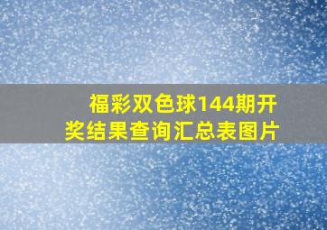 福彩双色球144期开奖结果查询汇总表图片