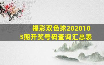 福彩双色球2020103期开奖号码查询汇总表