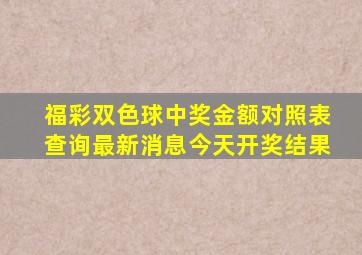 福彩双色球中奖金额对照表查询最新消息今天开奖结果