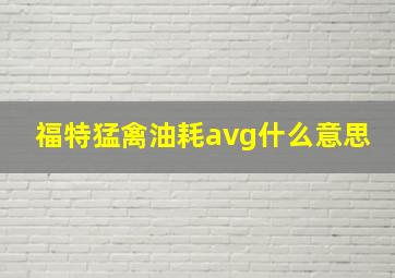 福特猛禽油耗avg什么意思