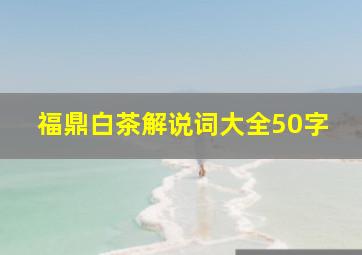 福鼎白茶解说词大全50字