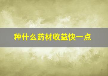 种什么药材收益快一点