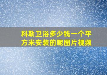 科勒卫浴多少钱一个平方米安装的呢图片视频