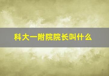 科大一附院院长叫什么