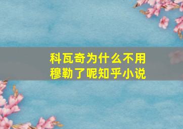 科瓦奇为什么不用穆勒了呢知乎小说