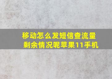 移动怎么发短信查流量剩余情况呢苹果11手机