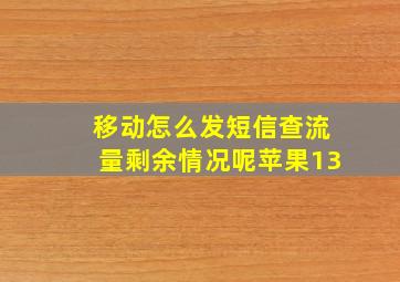 移动怎么发短信查流量剩余情况呢苹果13