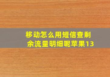 移动怎么用短信查剩余流量明细呢苹果13