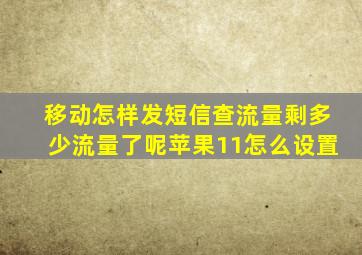 移动怎样发短信查流量剩多少流量了呢苹果11怎么设置