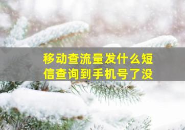 移动查流量发什么短信查询到手机号了没