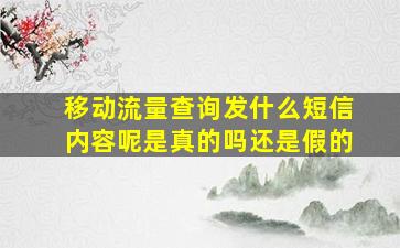 移动流量查询发什么短信内容呢是真的吗还是假的