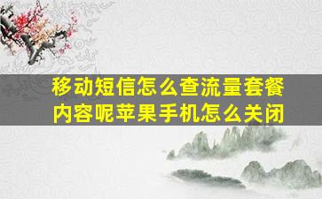 移动短信怎么查流量套餐内容呢苹果手机怎么关闭