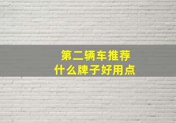 第二辆车推荐什么牌子好用点