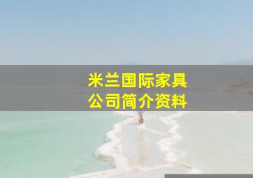 米兰国际家具公司简介资料