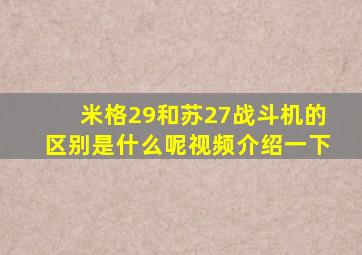 米格29和苏27战斗机的区别是什么呢视频介绍一下